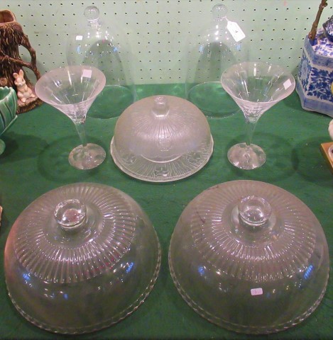 Miscellaneous glassware, to include: a pair of Polish glass domes,