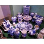 A large quantity of blue and white china, to include: cheese dish, teapot coffee,sugar,