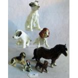 A Beswick pony, together with a Sylvac dog and other various related animals.