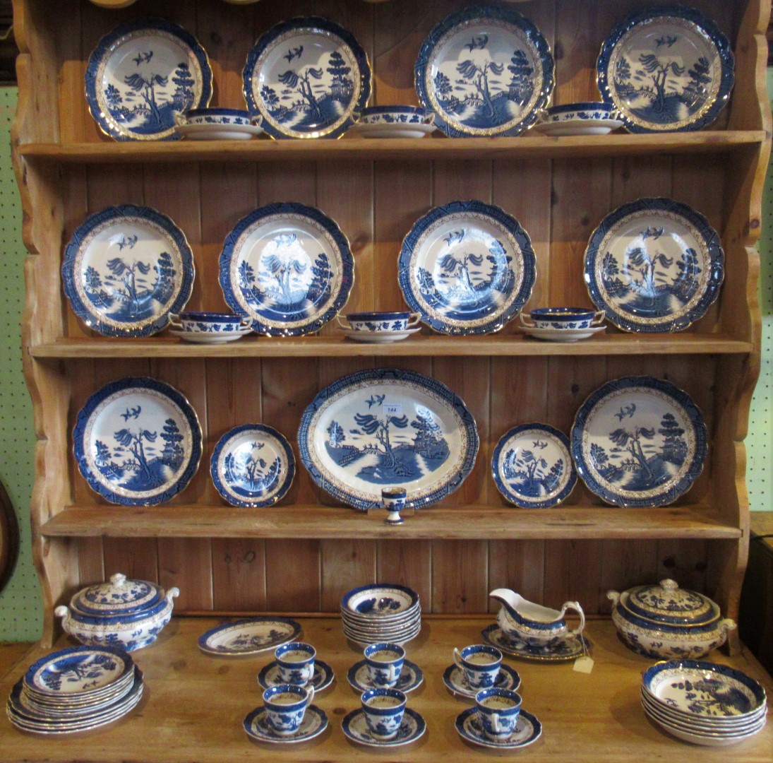 A large quantity of Real Old Willow blue & white china, to include: meat plates, dinner plates,