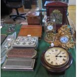 A collection of four various clocks, to include: Edwardian mantle clock, anniversary clock,