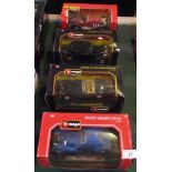 A collection of four Bburago die-cast cars, to include: Bugatti Atlantic, Jaguar XK120 Roadster,