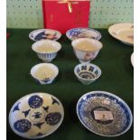 A collection of Chinese Qing dynasty blue and white porcelain, to include: teacups & saucers,