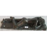 A contemporary bronzed terracotta maquette sculpture of a sleeping female nude.