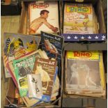 Four boxes containing a large quantity of The Boxing magazine from the 40's/50's,