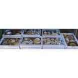 Seven boxes containing a large quantity of household china, to include: ribbon plates, wall plates,