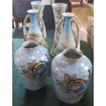 A pair of John Beswick vases, decorated with foliage on a blue/grey ground,