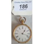 A Victorian 18ct gold open faced ladies fob watch.