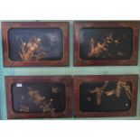 A set of four 20th century hardwood panels, decorated in the Oriental manner.