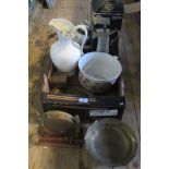 A quantity of miscellaneous items, to include: an oak and brass table gong,