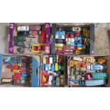Five boxes containing a large quantity of Dinky and Corgi play worn toys,
