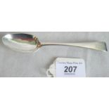 An 18th century hallmarked pudding spoon, J Hampston & J Prince,York.