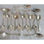 A collection of fifteen French silver tablespoons.