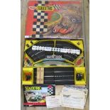 A Tri-ang Scalextric model Motorcycle Racing, comprising: track, fencing,