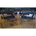 After Marcel Bruer, a set of four mid-20th century chromed framed and leather 'Wassily' chairs.