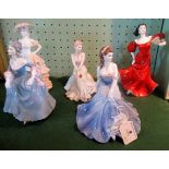 A collection of five Coalport figurines from the Ladies of Fashion collection, comprising: Linda,