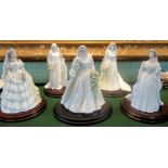 A collection of five Coalport Royal Brides figurines, comprising: The Queen, Queen Victoria,