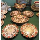 A quantity of Royal Crown Derby tableware, to include: twin handled fruit bowl,