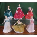 A collection of six Royal Doulton figurines, comprising: 'Hannah HN4391', 'Janine HN2461',