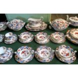 A comprehensive Spode 'Shima' pattern six place dinner setting, comprising: dinner plates,