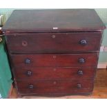 A 19th century mahogany campaign secretaire chest, now lacking compartment.