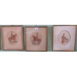 Orlando Norie, a series of three oval framed and glazed mounted studies of Hussars, watercolours,