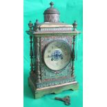 A Victorian gilt metal and cloisonne decorated mantle clock, bearing the name Edward & Sons,