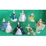 A collection of nine Royal Doulton figurines, to include: Laurianne HN2719, Ascot HN2356,