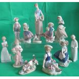 A collection of eleven various Lladro figurines, to include: Flower Girls,