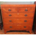 A Victorian mahogany and strung inlaid chest of two short over three long graduated drawers on