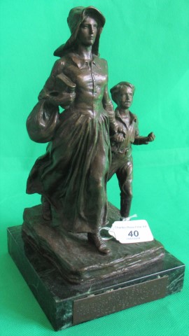 Bryant Baker, a 20th century bronze, the Pioneer Woman, bearing the plaque 'To John C Boyd,