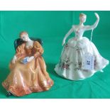 Two Royal Doulton figures Romance HN2430 and Shirley HN2702.