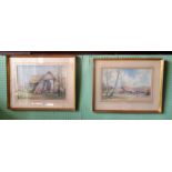 John Bicknell, a pair of 20th century framed and glazed watercolours, each depicting rural scenes,