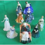 A collection of nine Royal Doulton figurines, to include: Melanie, Elaine, Fragrance,