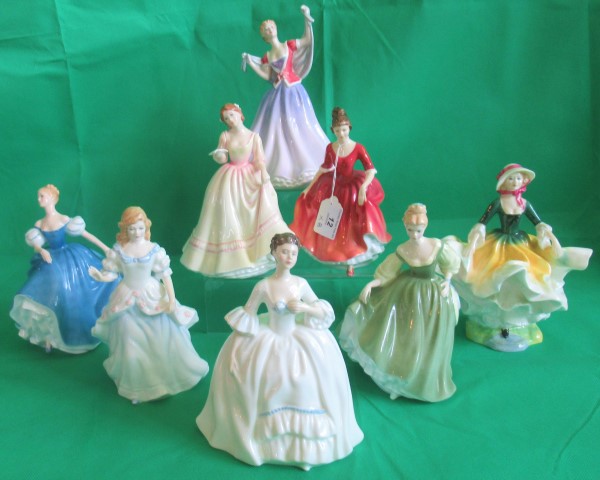 A collection of eight Royal Doulton figurines, comprising: Becky HN2740, June HN2991,