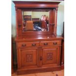 An Edwardian walnut mirror backed sideboard.