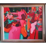 George Large, a framed oil on canvas The Printers, signed Large '86, 67 x 79cm.