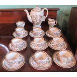 A Washington Indian Tree patterned coffee service, comprising: coffee pot, milk jug,