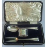 A Victorian cased hallmarked christening set.