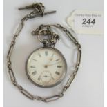 A hallmarked pocket watch and chain, Why & Creek, Sandy, Beds.