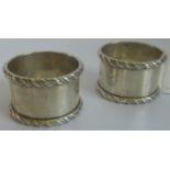 A pair of hallmarked napkin rings.