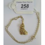 A diamond set cast West Highland Terrier pendant, with an associated open link chain.