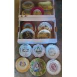 Two boxes containing a large quantity of commemorative plates, saucers,