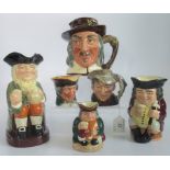 A collection of six miscellaneous Toby jugs, to include: Happy John, Johnnie Toby,