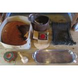 A quantity of miscellaneous items, to include: copper coal bucket, fire basket,