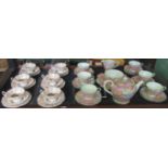 A Shelley Rock Garden pattern tea service, comprising: teapot, cake plate, sugar bowl,