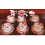 A Paragon six piece tea service, comprising: twin handled sugar bowl, cream jug,