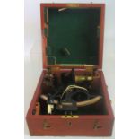 A Husun sextant in a mahogany case and bearing the label Arthur Montague Grover, Lt RNRY 1934.
