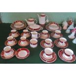 An 'Elizabethan' dinner, tea and coffee service, comprising: dinner plates, dessert bowls, teapot,