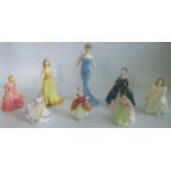 Eight Royal Doulton figurines, to include: Diana Princess of Wales, Debbie HN2385, Ninette HN 3215,